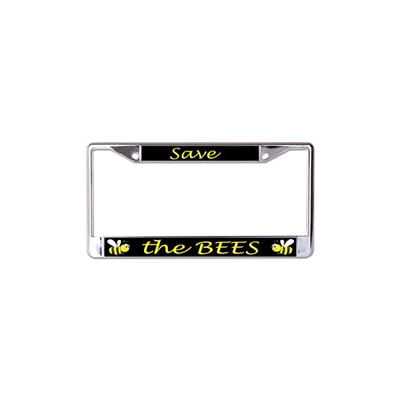 Save The Bees Chrome License Plate Frame
