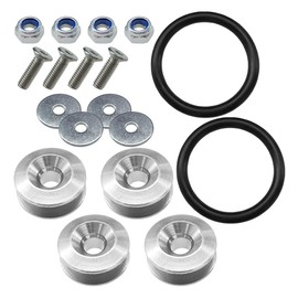 Car Bumper Quick Release Clips Fasteners Kit, Universal Trunk Fenders Hatch Lids Car Front Rear Bumper Holders with Washer and Stainless Steel Screws for Most Car Hatches, Hoods (Silver)
