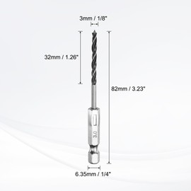 HARFINGTON 10pcs Brad Point Drill Bits Set 1/8" Dia High Carbon Steel Spiral Wood Twist Drill Bits with 1/4" Hex Shank for Drilling Softwood Hardwood Composite Wood MDF Plywood Particleboard