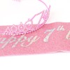 Leixi 7th Birthday Decorations for Girls,Pink Birthday Sash and Crown