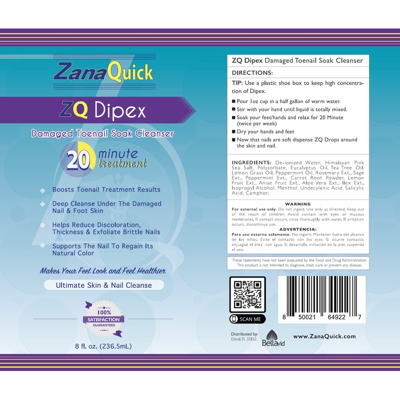 ZanaQuick Nail Soak Dipex- Extra Strength Foot Soak For Damaged