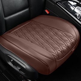 TIEHESYT Brown Car Seat Covers, 1PCS Seat Covers Bottom Protector, Breathable Nappa Leather Car Seat Covers Anti-Slip, Full Wrapping Edge Compatible with Most of Vehicles - SUVs/Sedans/Pickup Trucks
