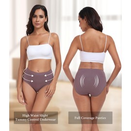 ANLIQI Women Cotton Underwear Briefs High Waist Tummy Control Underwear Soft Breathable Hipster Stretch Ladies Panties 4 Pack (2*White 2*Black,2XL)