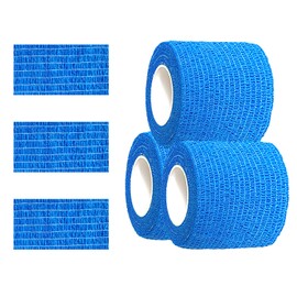 Kuanfine 3 Pack 2 Inches Self Adhesive Bandage Wrap Vet Wrap for Pets, Stretch Self Adherent Tape Cohesive Wrap for Athletic, Sports, Wrist and Ankle(Blue)