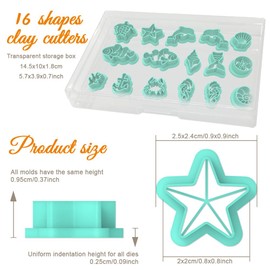 ORIGACH 16 Pcs Ocean Animal Clay Cutters, Dolphin Seahorse Starfish Polymer Clay Cutter for Earring Making Sea Animals Clay Cutters for Jewelry Making
