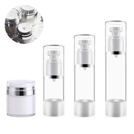 4PCS Refillable Airless Pump Bottles - Empty Vacuum Cream/Lotion Dispenser Container Liquid Cosmetic Sprayer Jar Toiletries Bottles for Makeup Foundations Travel (15/30/50ml 0.5/1/1.69 oz)