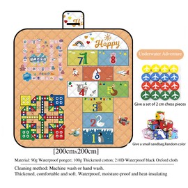 Picnic Blankets Outdoor Game Blanket 80''x80'' Extra Large Beach Blanket Waterproof Sandproof Foldable and Machine Washable Flying Chess Game Blankets for Family Camping Party Music Festival