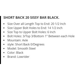 Unbranded NEW SHORT SISSY BAR 20"INCH FOR BANANA SEAT BICYCLES SCHWINN HUFFY SEARS BIKES