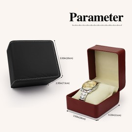 Energather Watch Box, PU Leather Watch Case Watch Holder Box with Removable Pillow, Watch Travel Case Portable Watch Organizer Box for Smart Watches, Most Watches (black)