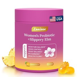 Her Juicy Feminine Probiotics Gummies for Women, with Prebiotics & Slippery Elm - Promotes pH Balance, Gut Health & Immune Support - Pineapple Flavor,