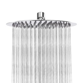Rain Shower Head, Katezon High Flow Rainfall Showerhead Stainless Steel, Bathroom Waterfall Shower Universal Wall Ceiling Mount (10'', Chrome)