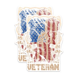 (2 Pack) Veteran Sticker - Military Pride - Veteran Appreciation - Veteran Gratitude - 5 Inches On Longest Side - Premium Vinyl - for Cars, Trucks, Skateboards, Laptops - Made in USA - BMCS0670