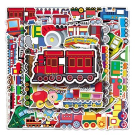 Train Stickers, 50Pcs Vinyl Waterproof Trains Stickers for Water Bottles, Laptop, Notebook, Scrapbook, Luggage, Cell Phone, Skateboard, Helmet, Gifts for Teens,Train Party Love Favors