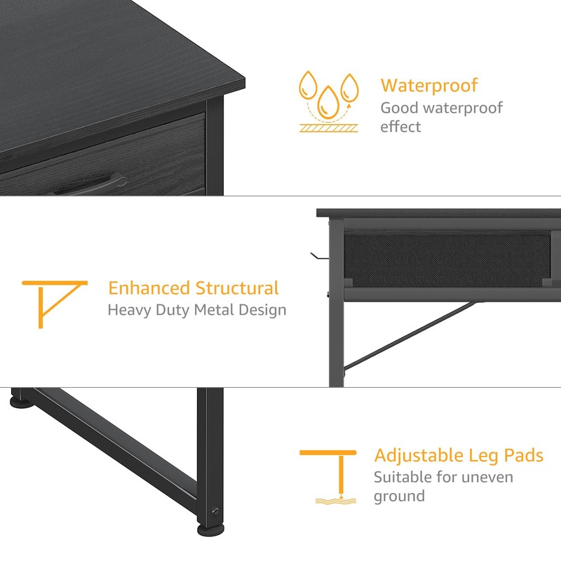 DLisiting Small Desk with Fabric Drawers for Bedroom, 32 Inch