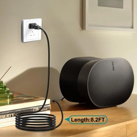 TAIFU 18ＡWＧ Power Cord for Sonos Era 100 and Era 300 Speakers, Sonos Beam Gen 2 Soundbar, RAY, ARC, SUB (GEN 3), SUB-Mini, AMP, Beam, Play Base, PLAY5 (GEN 2) - Black Power Cable (8-Foot)