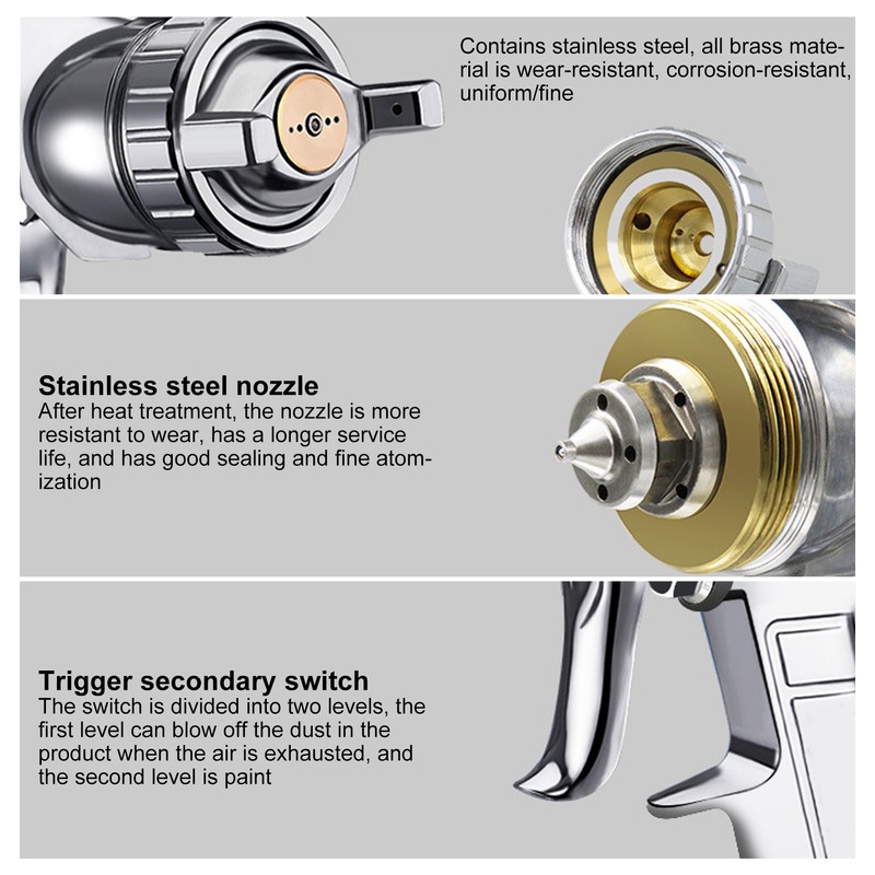 Spray Gun Set Upper Pot Gravity Feed Paint 1.8mm Fluid
