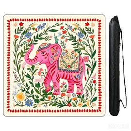 NYNPPUE Mahjong Mat 31.5 x 31.5 Inch, Non-Slip Neoprene Rubber Table Mat, Noise Reduction Game Table Cover, Multi-Purpose Pad for Mahjong, Poker, Cards and Table Games (Rose Pink Elephant)
