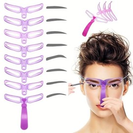 Reusable Eyebrow Stencil Kit with 8 Different Shapes Eyebrow Templates, 1 Set Eyebrow Shaping Stencils, Makeup Aid Tool, Eye Makeup Products, Great for Beginners, Christmas Gift