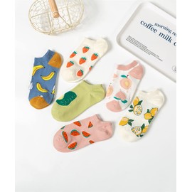 ACCFOD Cute Ankle Socks for Women Aesthetic Funny Fun No Show Low Cut Socks for Girl Women Teen 5-9 - Fruit Strawberry