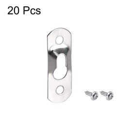 uxcell Keyhole Hanging Plate, 37mm x 13mm Single Hole Hook for Picture Frames with Screws, 20 Pcs (Silver)