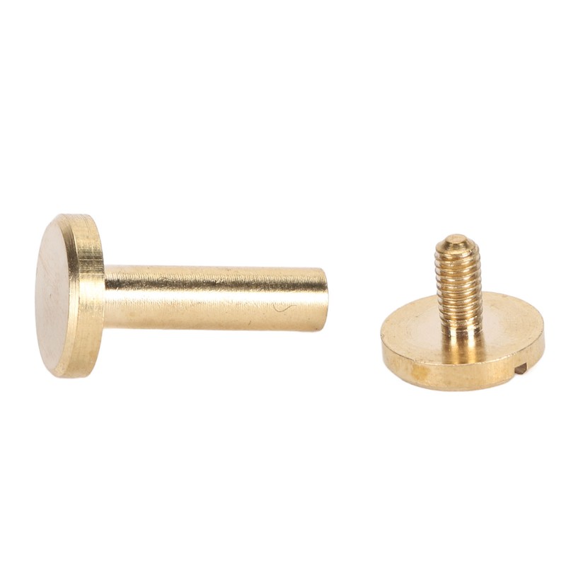 50 Set Binding Rivet Round Flat Head Brass Slot Screw