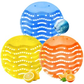 Urinal Screen Deodorizer, 12 Pack Urinal Cakes Bulk Scented Anti-Splash, Urinal Mats Deodorizer Fresh Pads – Ideal for Schools, Bathrooms, Restrooms, Office (Ocean Breeze/Lemon/Orange)