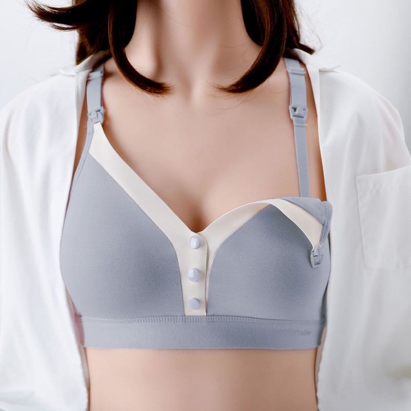 Wireless Nursing Bra V Shape Breastfeeding Breathable Maternity Bra with