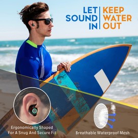 Hearprotek 2 Pairs Ear Plugs for Swimming Adults, Reusable Custom-fit Swim Water Ear Plugs Men Women for Swimmers Shower Pool Bath Surfing