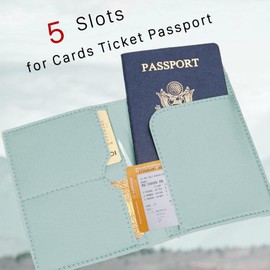 COSHAYSOO Green Passport Cover and Initial Luggage Tag Set TSA Approved with Preppy Chenille Letter Patch for Women Girl Friends, Trendy Travel Bag Backpack Suitcase Identifier Thanksgiving Gifts (R)