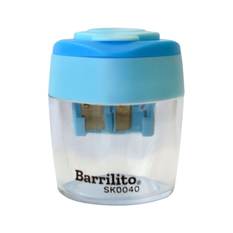 Sacapuntas plástico doble grande con deposito, en forma triangular, caja