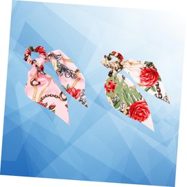 Outanaya 2pcs Printed Hair Ties Accessories for Women Stylish Rope White Creative Headdress for Everyday Wear Unique and Attractive Occasions
