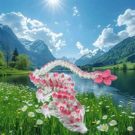 3D Printed Dragon, 12 inch red and White Cherry Blossom Dragon, Used to Display Administrative Desktop Fantasy Dragon, Emotional Anxiety Autistic Crystal Dragon, Articulated Activity Dragon Models