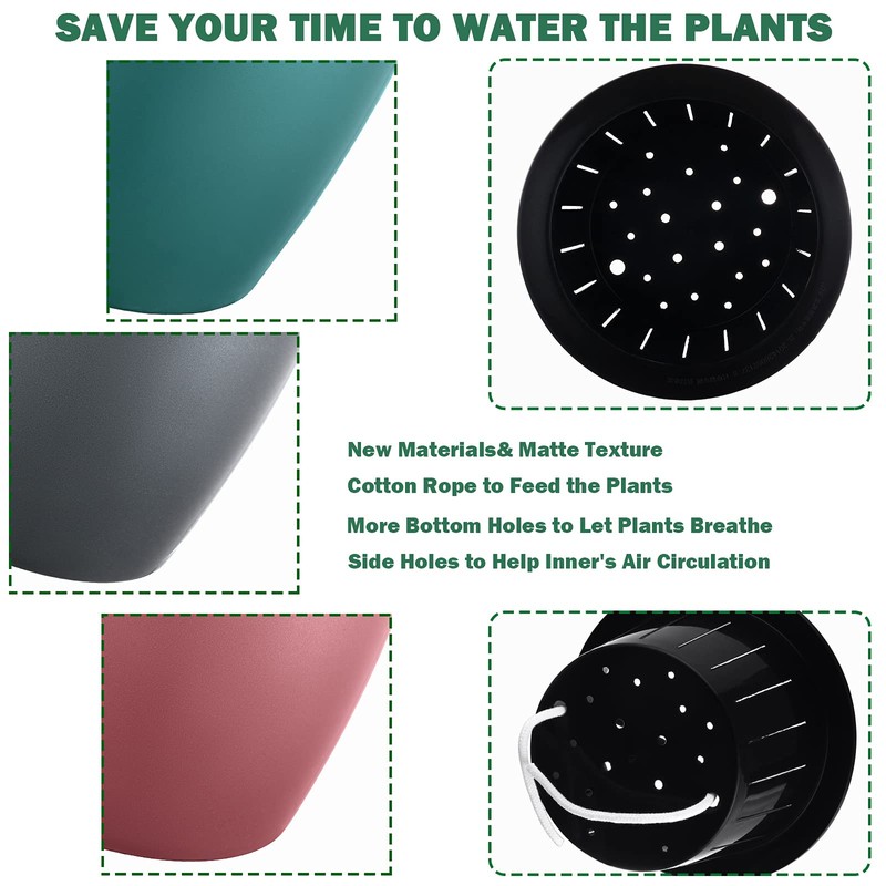 Planterhoma Self Watering Pots for Indoor Plants (Silver Gold, 6.7
