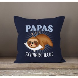 MoonWorks® Cushion Cover Sloth Papa's Snoring Corner Funny Gift for Dads Dad from Daughter Son Navy 40 cm x 40 cm