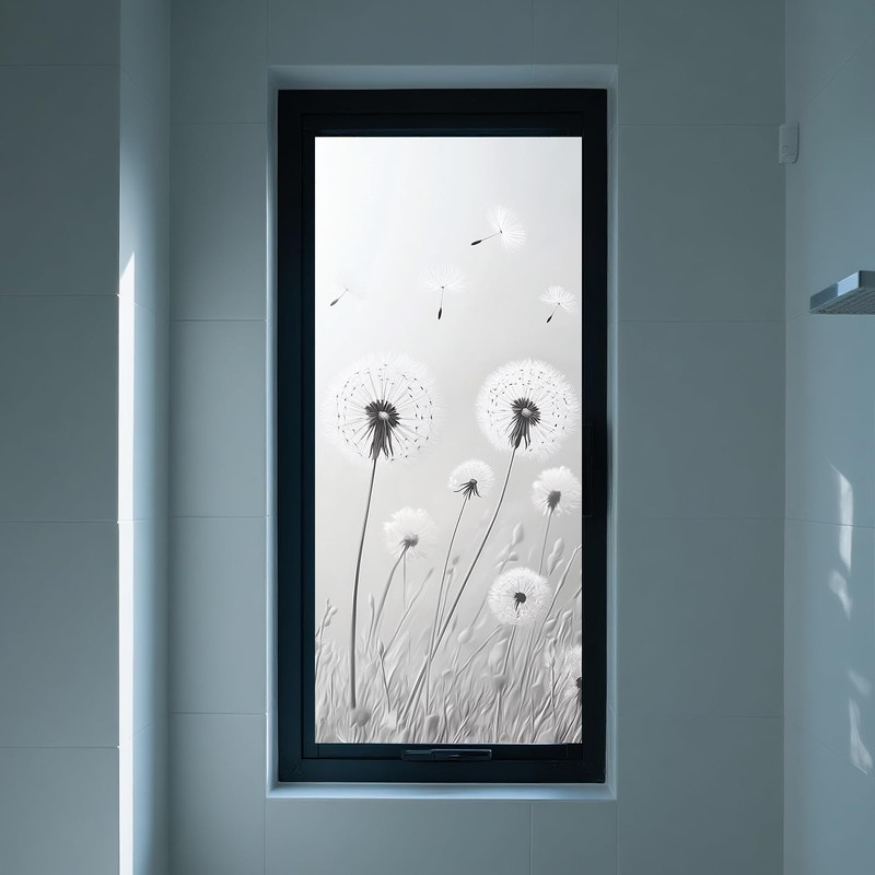 Privacy Window Film Stained Glass Window Cling Dandelion Decorative