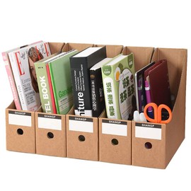 File Magazine Holder, 5 Pack Waterproof Desktop Storage Box A4 Paper Document Organizer for School Dormitory,Office,Home Files Storage (Brown)