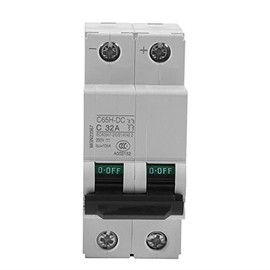 Circuit Breaker 32A, Low Voltage DC Miniature Circuit Breaker, C65H-DC 2P 250V Solar Isolator Switch for Solar Modules Power System DIN Rail Mounting Circuit Breaker DC Power Amplifier 32A