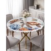 Summer Ocean Round Fitted Tablecloth Retro Turtle Coral Fish Coastal