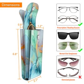 Fintie Glasses Case for 2 Glasses with Carabiner Hook, Portable Glasses Box Case Made of Faux Leather, Anti-Scratch Bag for Sunglasses, Z-emerald marble