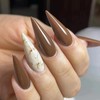 JUSTOTRY 24 Pcs Brown and Beige Press on Nails Stiletto