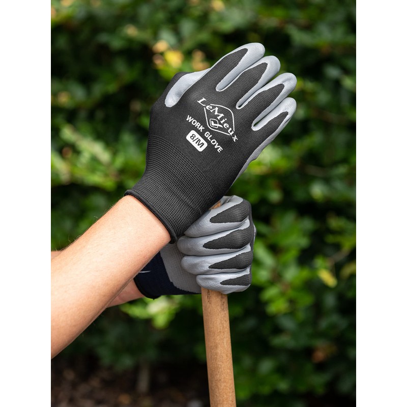 LeMieux Unisex Flexible Work Gloves in Black with Coated Fingers