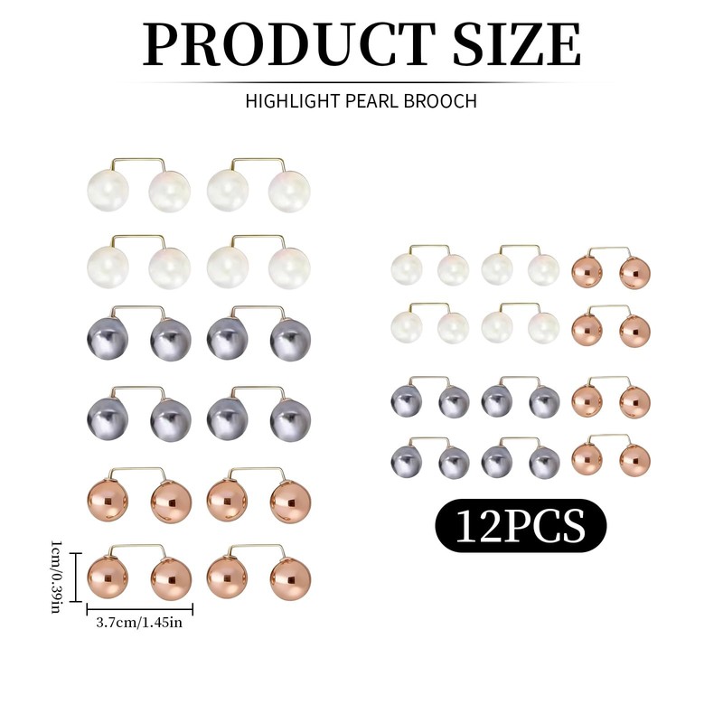 Safety Pins Clothes Pearl Modesty Small Cinch Clip Waist, 12Pcs