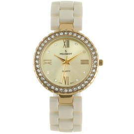Peugeot PP Women's Ceramic Watch with Crystal Bezel