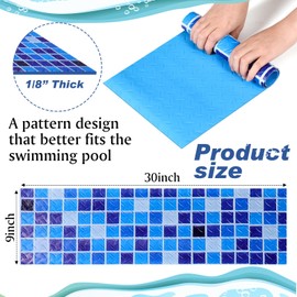 Drydiet 30" X 9" Above Ground Pool Ladder Mat, Swimming Protective Nonslip Step Pad with Texture, Pool Essentials Accessories for Floor Liners and Stairs, Blue Square Pattern