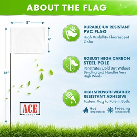 White Flags for Marking Yard - 4x5x15 Inch Invisible Fence Flags for Dogs - 50 Pack - Dog Invisible Fence Training Marker & Boundary Training