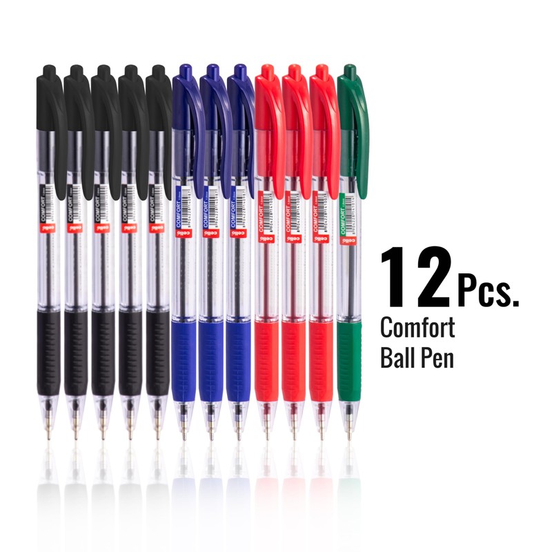 Cello Ballpoint Multi Coloured Pens, Pack of 12, Smooth Writing