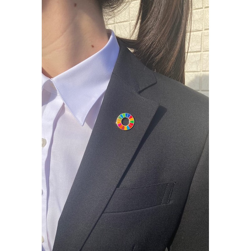 SDGs Badge, 0.8 inch (20 mm) Diameter, Smaller, Gold Cloisonne,