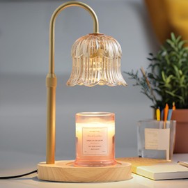 Candle Warmer Lamp with Timer: Adjustable Dimmable Height Adjustable - Flower Amber Shape Wax Lamp Jar Candles Modern Home Decor Table Lights - Bedroom Decor