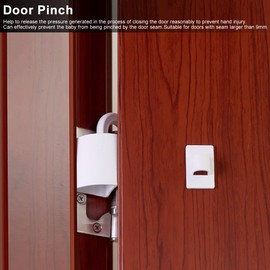 4PCS Door Safety Stopper, Regulateable Door Security Bar, Pp Door Hinge Pinch Baby Pinch Guard, Sliding Door Security Bar for Doors with Seam Larger Than 9mm