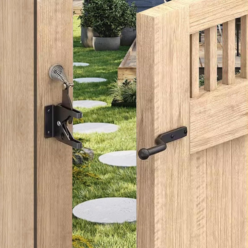 Self Locking Gate Latch with Spring Cable Pull for Wooden